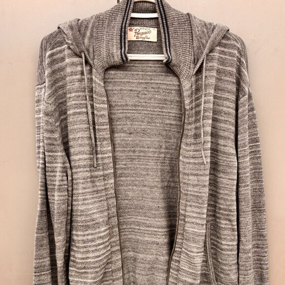 Penguin Munsingwear Gray Stripe Full Zip Hoodie Sweatshirt Pockets Men's XL - Picture 3 of 10